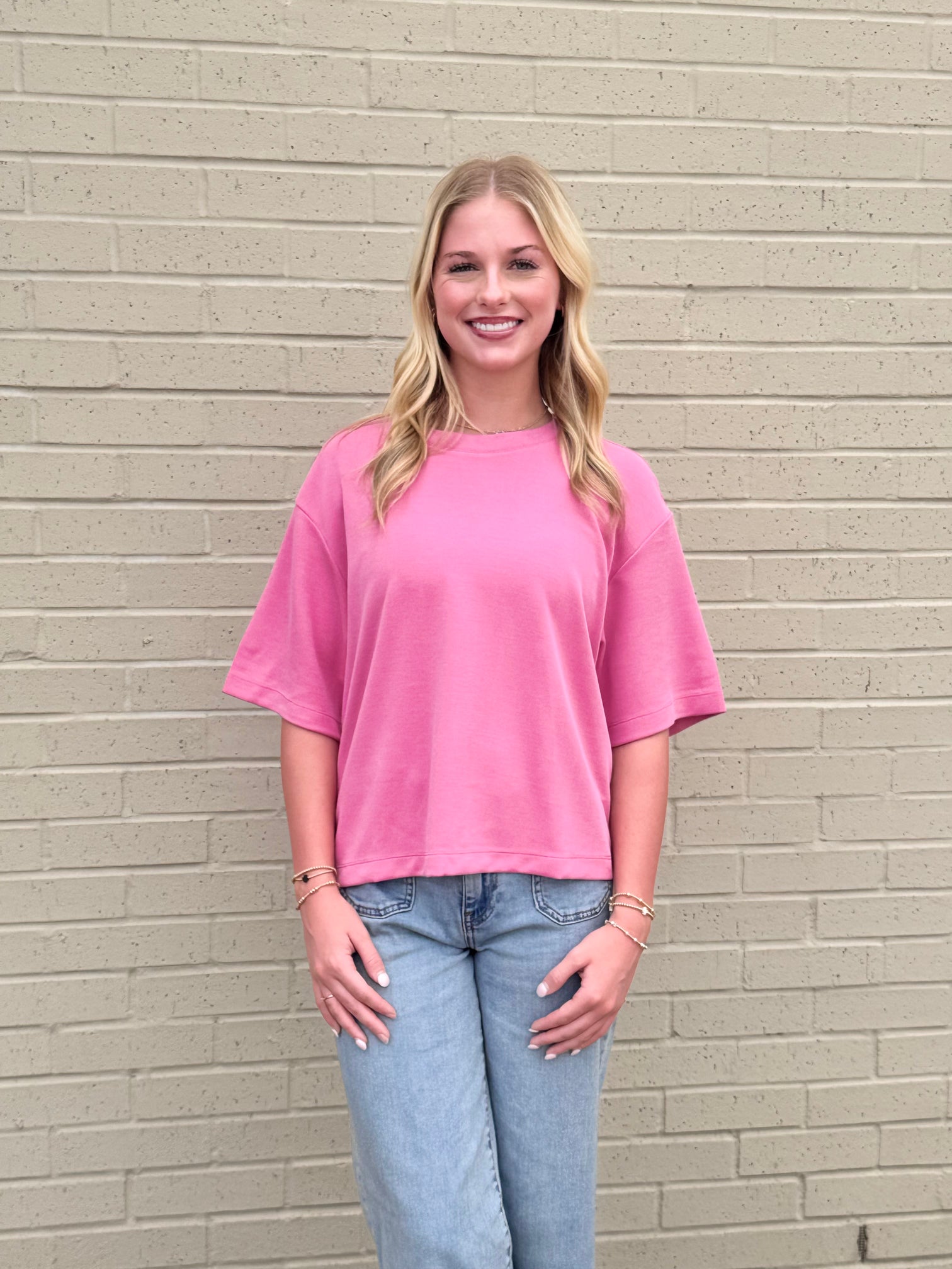 Reina Boxy Short Sleeve Tee - Lipstick