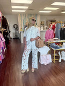 Jane White Eyelet Wide Leg Pant