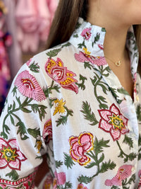 Kim Pink Chinoiserie Maxi Dress