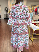 Kim Pink Chinoiserie Maxi Dress
