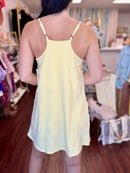 Butter Yellow Spaghetti Strap Romper Dress | Pima Cotton