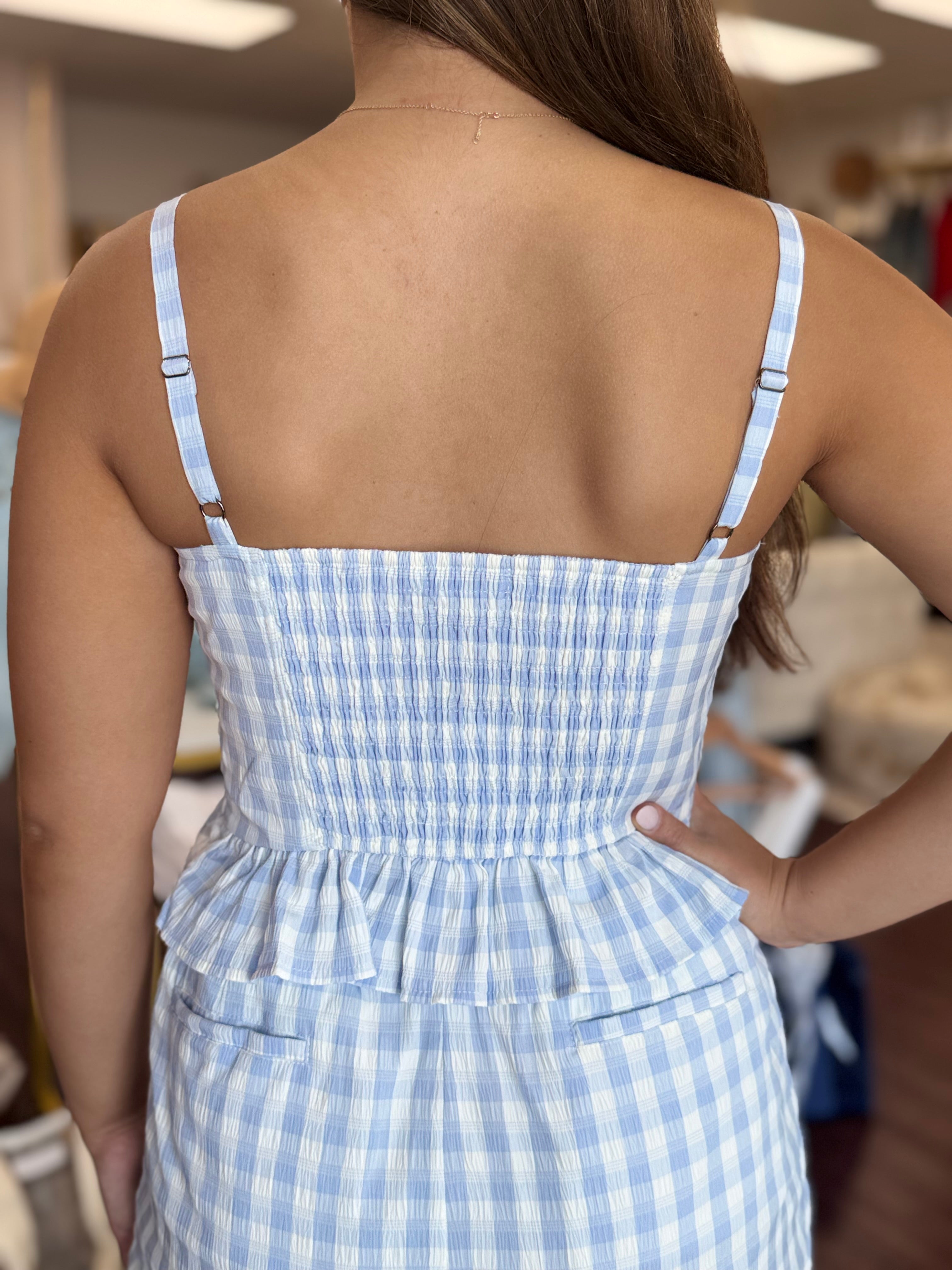 Sky Blue Gingham Top
