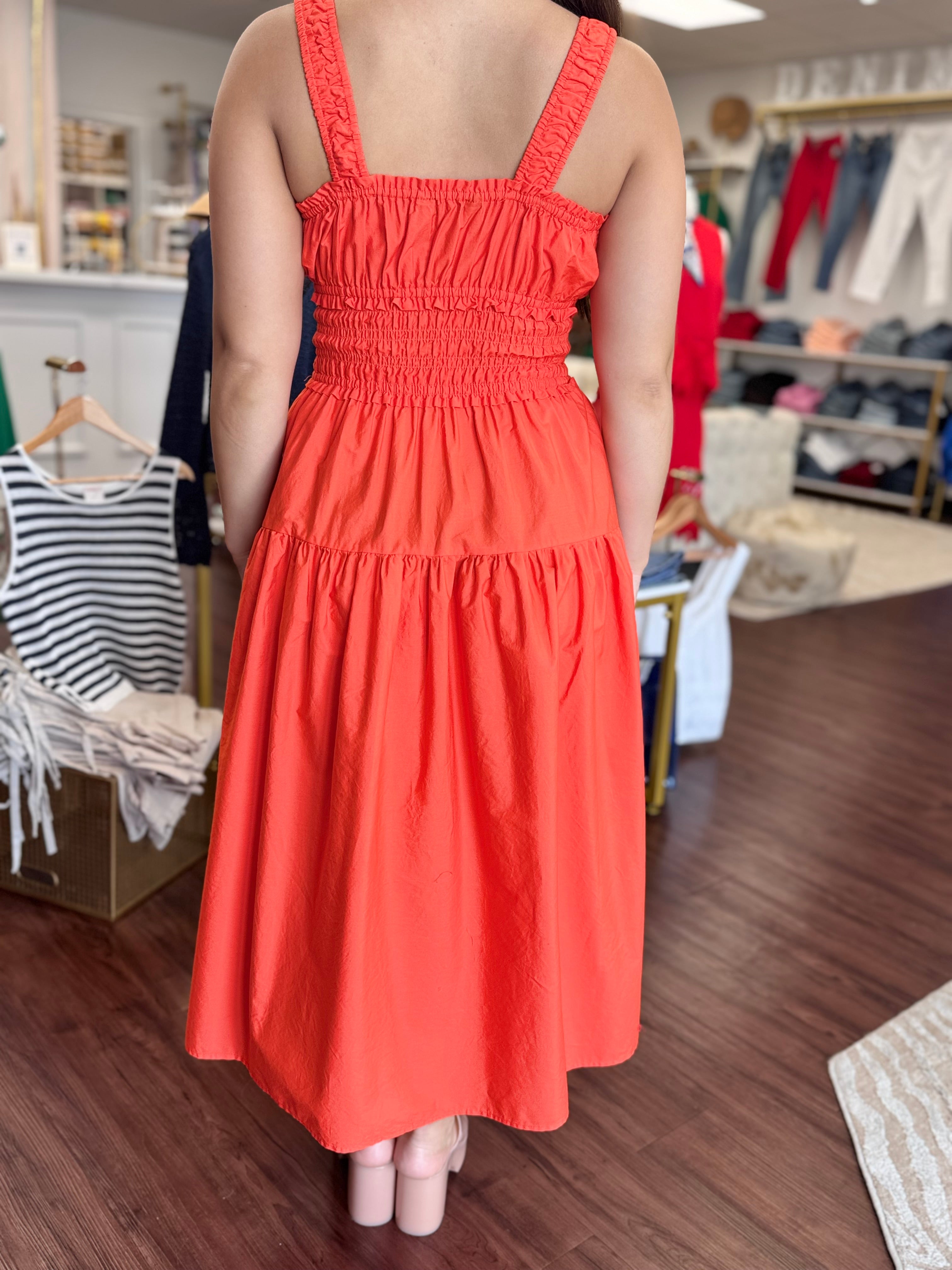 Orange Smocked Maxi