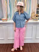 Balloon Sleeve Button Down Tencel Top