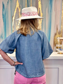 Balloon Sleeve Button Down Tencel Top