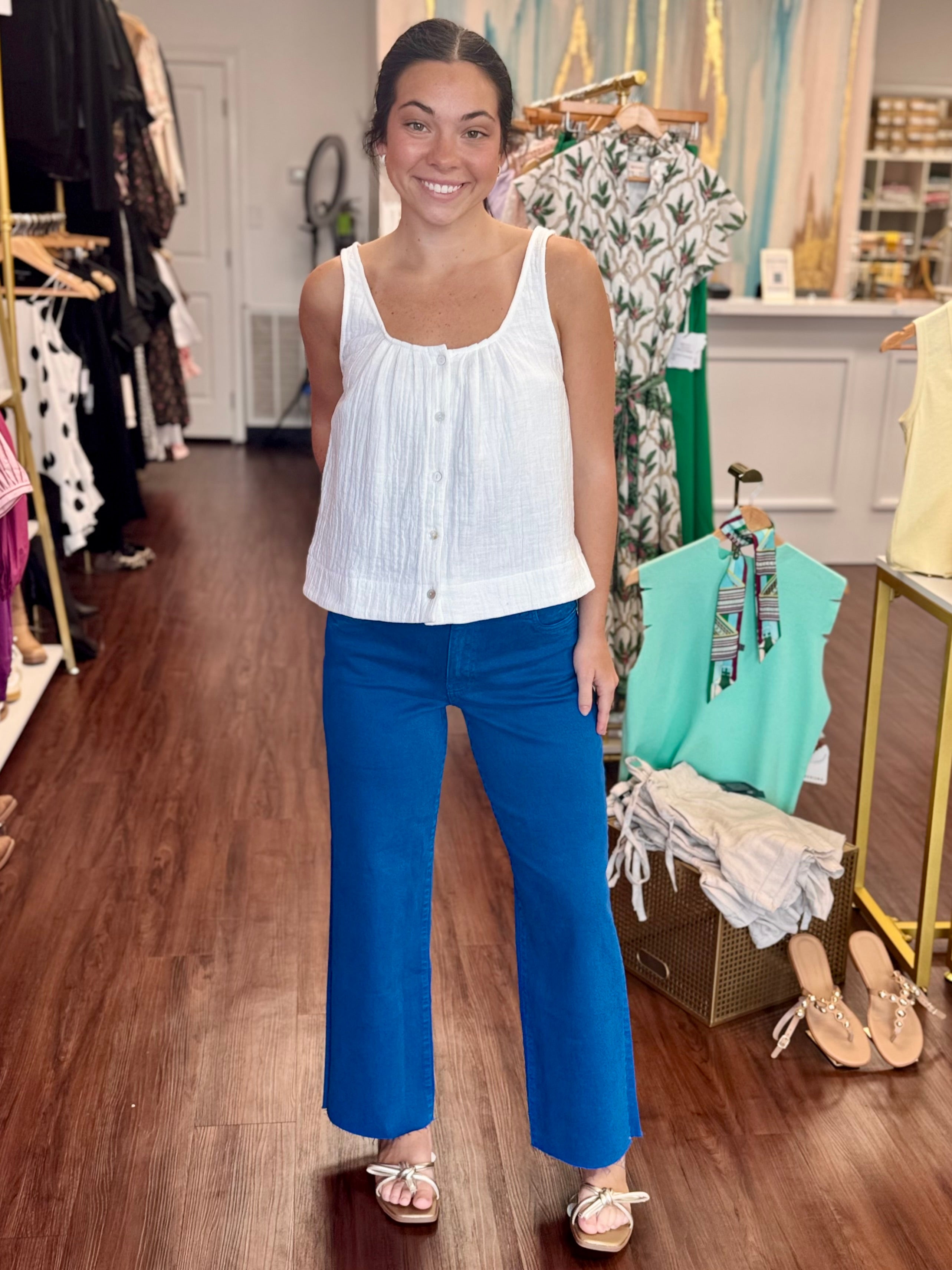 Charlotte High Rise Wide Leg Jeans in Sapphire Blue