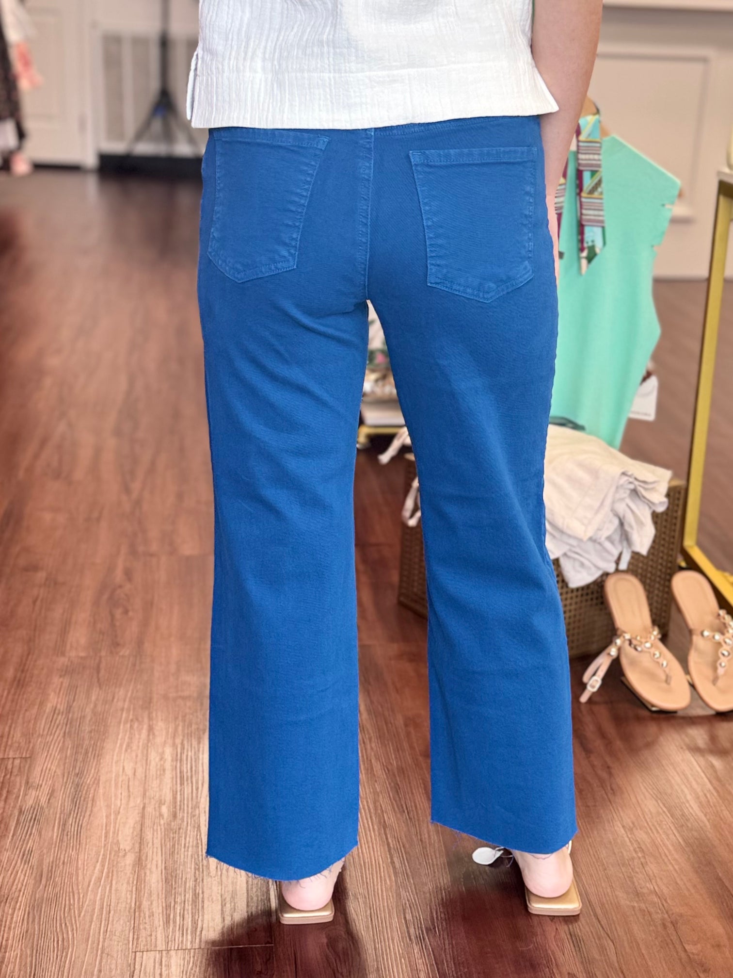 Charlotte High Rise Wide Leg Jeans in Sapphire Blue