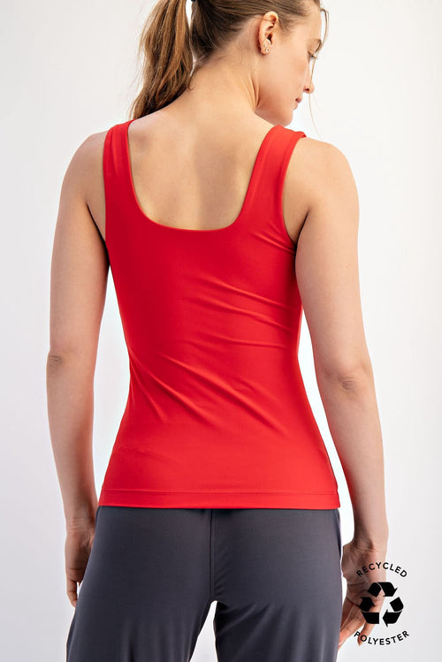 Butter Soft True Red Square Neck Tank Top