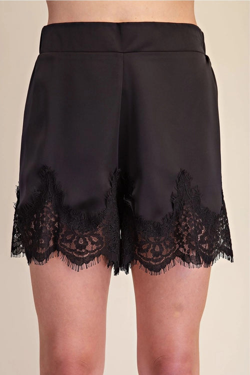 Satin Short With Lace Detail