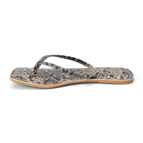 Bungalow Minimalist Brown Snake Print Leather Thong Sandal