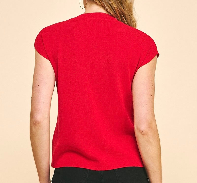 Red Drop Shoulder Top