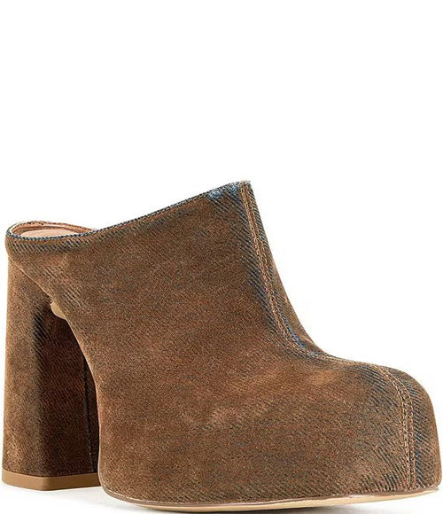 Florea Denim Platform Block Heel Mule