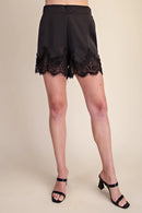 Satin Short With Lace Detail