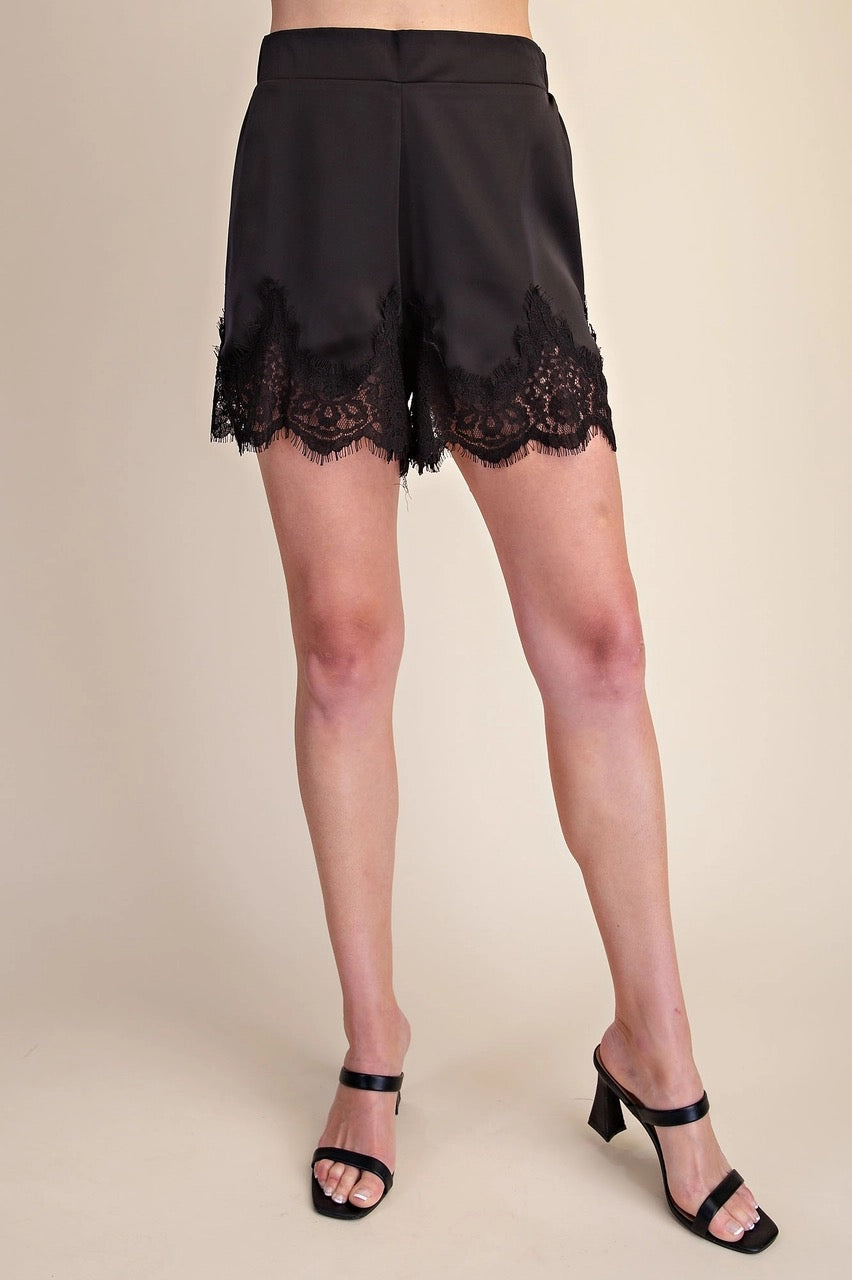 Satin Short With Lace Detail