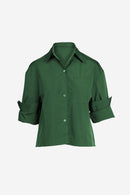 Rolled Sleeve Button Up Top