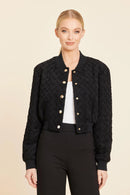 Black Faux Suede Braided Bomber Jacket