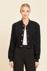 Black Faux Suede Braided Bomber Jacket