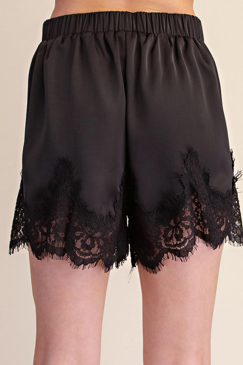 Satin Short With Lace Detail