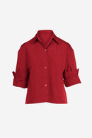 Rolled Sleeve Button Up Top