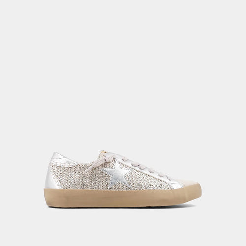 Paula Vintage Modern Metallic Woven Topstitch Trim Sneaker
