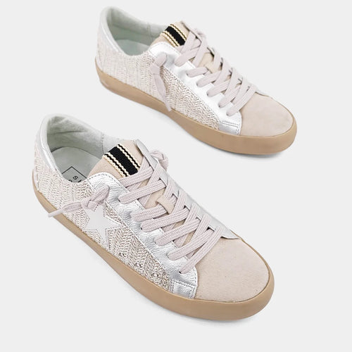 Paula Vintage Modern Metallic Woven Topstitch Trim Sneaker