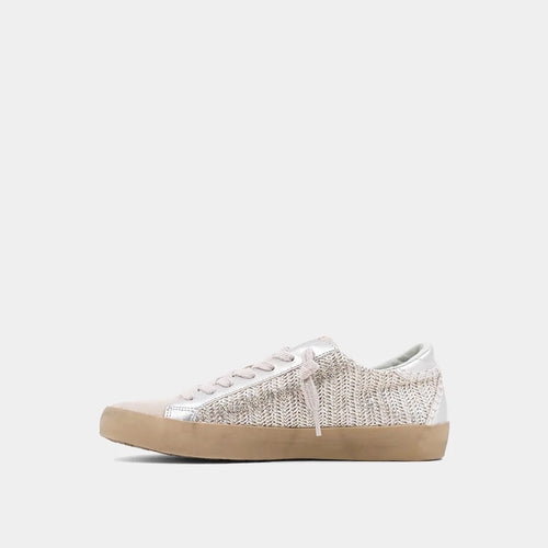 Paula Vintage Modern Metallic Woven Topstitch Trim Sneaker