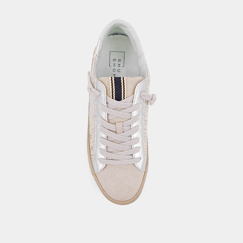 Paula Vintage Modern Metallic Woven Topstitch Trim Sneaker