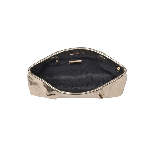 Franny Textured Clutch with Chain Strap | Cream + Silver + Gold