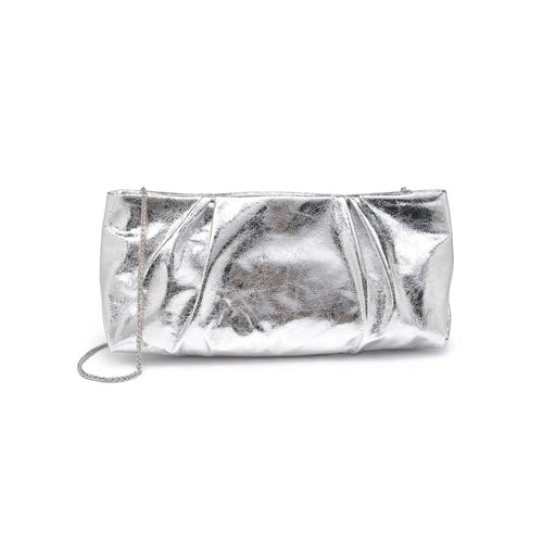 Franny Textured Clutch with Chain Strap | Cream + Silver + Gold