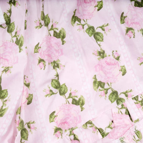 Tie Top Ruffle Short Woven Cotton PJ Set in Vintage Rose Pink