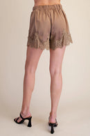 Satin Short With Lace Detail