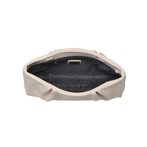Franny Textured Clutch with Chain Strap | Cream + Silver + Gold