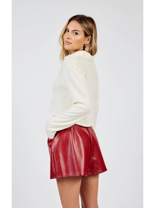 Night Vision Red Faux Leather High Rise Pocket Short