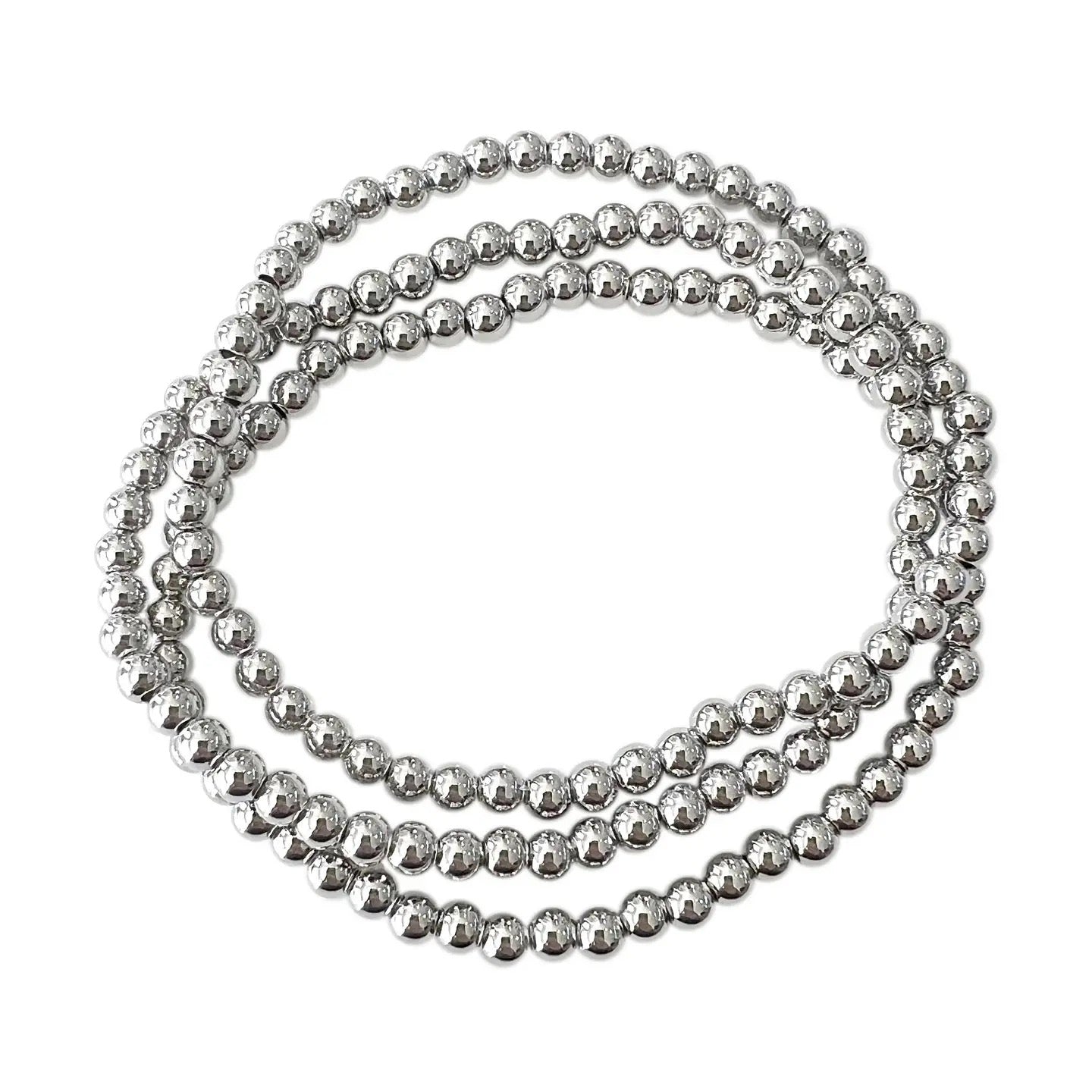 Large Silver Beaded Bracelet