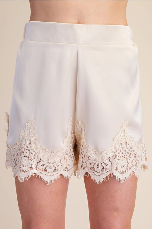 Satin Short With Lace Detail