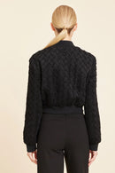 Black Faux Suede Braided Bomber Jacket