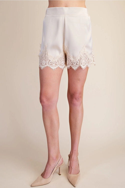 Satin Short With Lace Detail