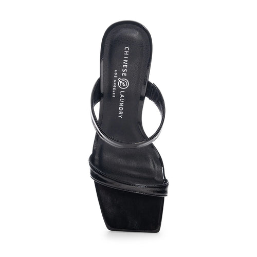 Yaya Block Heel Square Open Toe Two Strap Slide Sandal