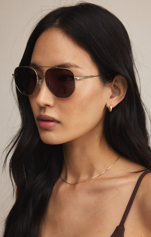 Highway Gold Brown Polarized Aviator Sunglasses