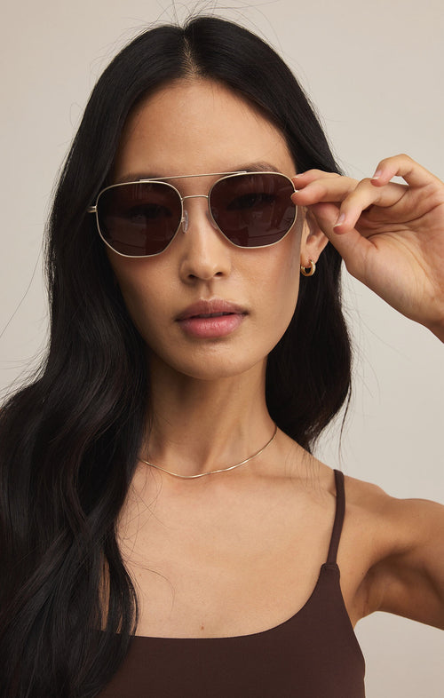 Highway Gold Brown Polarized Aviator Sunglasses