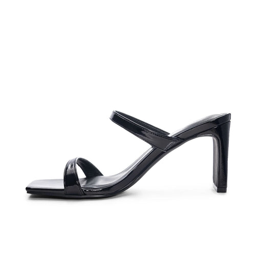 Yaya Block Heel Square Open Toe Two Strap Slide Sandal