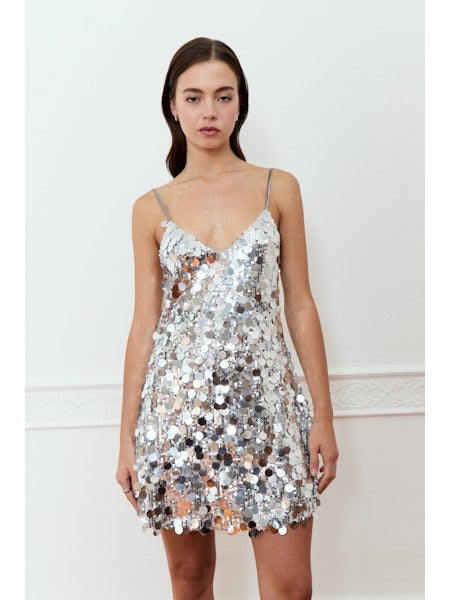 Larix Stretch Sequin Adjustable Strap Bodycon Mini Dress