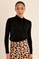 Molly Bracken fine knit sweater with bow shoulder detail