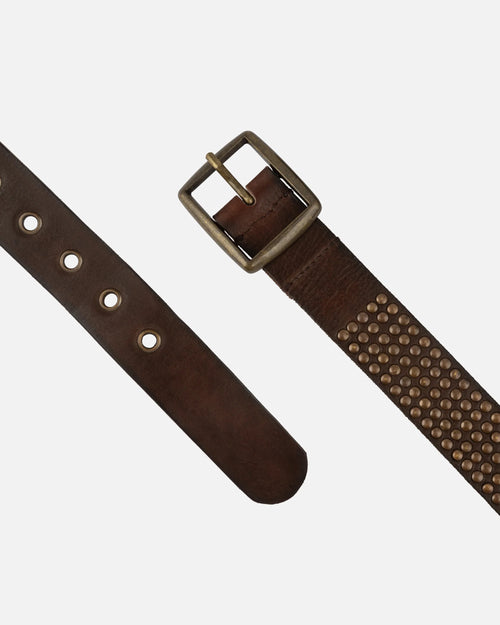 Conrad Rockstud Buffalo Leather Gold Buckle Belt