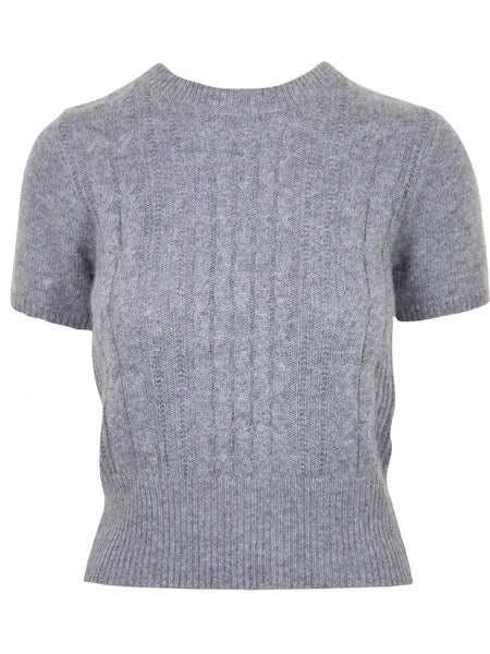 Giana Cozy Cable Knit Short Sleeve Round Neck Sweater