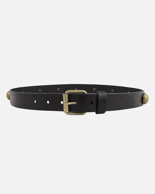Pearl Studded Premium Leather Belt with Antique Gold Buckle