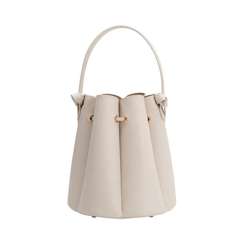 Laguna Bone Pleated Vegan Leather Top Handle Bag