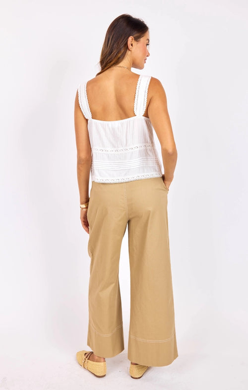Percy White Crochet Trim Button Front Cami