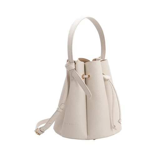 Laguna Bone Pleated Vegan Leather Top Handle Bag