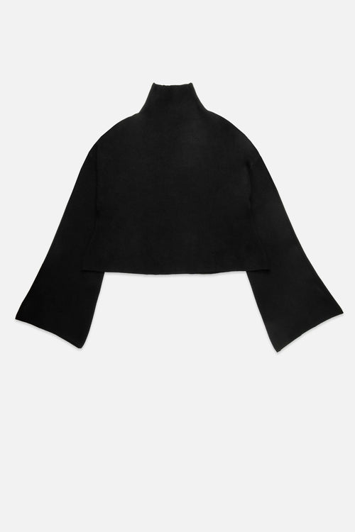 Chuck Cropped Turtleneck Wide Sleeve Viscose Sweater